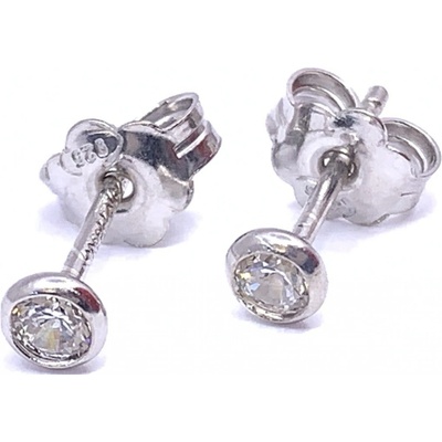 Jan Kos jewellery stříbrné náušnice s bílým kamenem 12119571