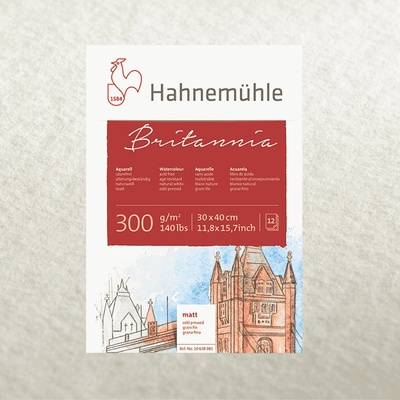 Hahnemühle akvarelový blok Britannia 300 GR/M2 Lisovaný Za studena 12 listov 30x40 cm