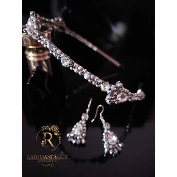 Image 1 of Radi handmade Сребриста диадема с кристали и обици (252)