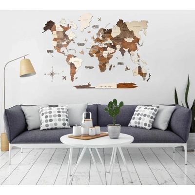 Enjoy the Wood 3D nástěnná dřevěná mapa World Map Multicolor Prime 2XL