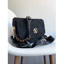 Čierna trojpriehradková crossbody kabelka F-324-black