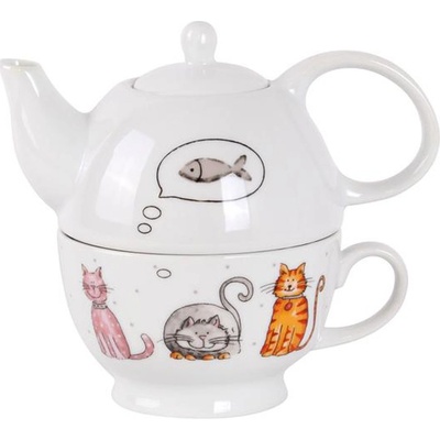 TORO Porcelánová konvička se šálkem kočka a pes 450ml – Zboží Dáma