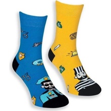 Pánske ponožky Policajt a Zlodej modrá