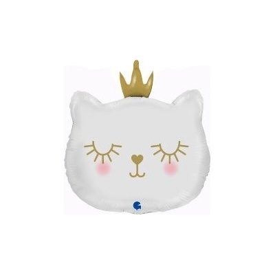 GRABO fóliový balónek Kočka princezna bílá hlava 21" 53cm