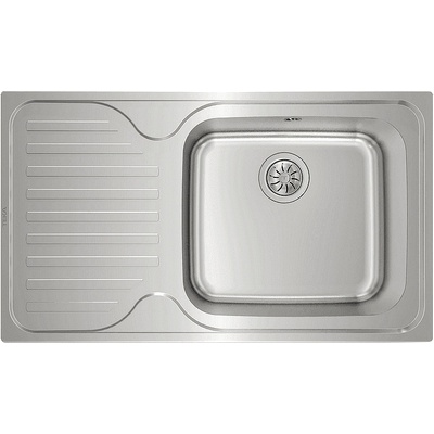 Иноксова мивка за вграждане, гладка, ляв отцедник, за шкаф със светъл отвор 60 см SUPER BOWL 1C 1E MAX ЛЯВА (М.544.1Л)