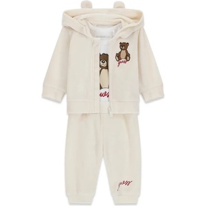 Guess Бебешки кремав комплект от 3 части с качулка с ушички и мече Guess Bear