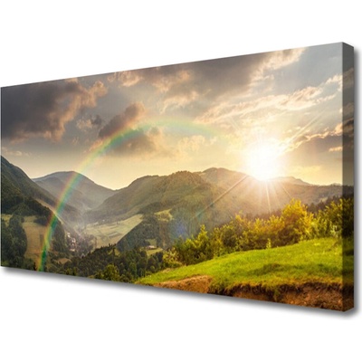 Obraz Canvas Lúka hory západ slnka 100x50 cm