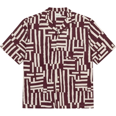 DEDICATED Мъжка риза с копчета DEDICATED Shirt Marstrand Shirt - Lines & Sticks Fig Red (033-2518-0312)