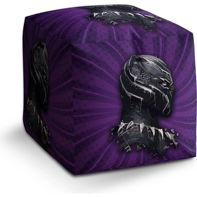 Sablio Taburet Kocka BLACK PANTHER z profilu Fialový: 40x40x40 cm