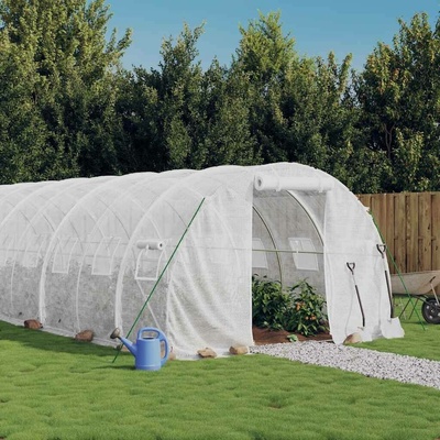 vidaXL Skleník s ocelovým rámem 24 m² 8 x 3 x 2 m 3188052 Bílá