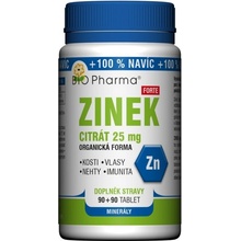 BIO-Pharma Zinek citrát Forte 25 mg 180 tablet