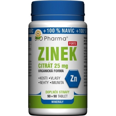 BIO-Pharma Zinek citrát Forte 25 mg 180 tablet