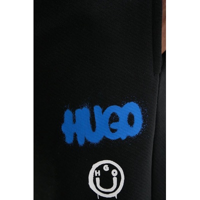 HUGO Blue Памучен спортен панталон Hugo Blue в черно с принт 50532303 (50532303)