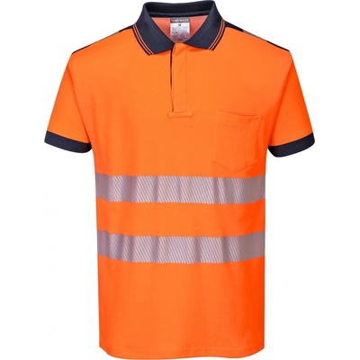 Portwest HI-VIS PW3 T180 Reflexná polokošeľa HV oranžová/námorná modrá XXXL