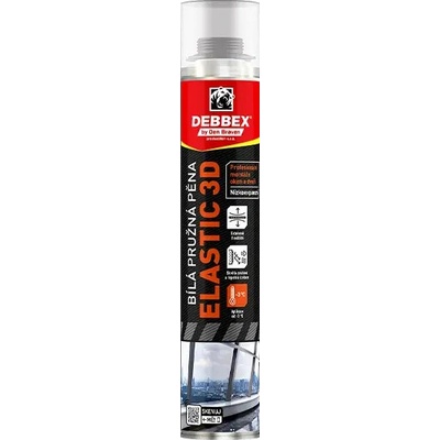 Pružná pěna 3D ELASTIC Den Braven, pistolová dóza 750 ml, bílá
