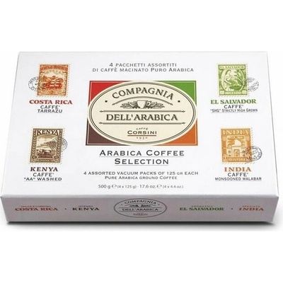 CORSINI Arabica Coffee Selection Paper Gift mletá 4 x 125 g