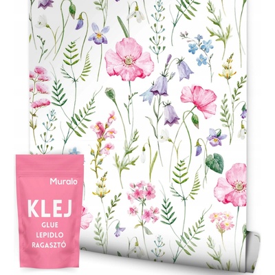 Muralo Tapeta v roli Květiny malované akvarelem 53 cm x 10 m