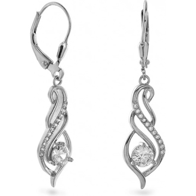Again Jewelry Elegantné visiace strieborné náušnice s kubickými zirkónmi AJNS0045