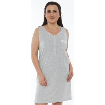 Макси нощница на дребно райе в бяло и сиво с дантела