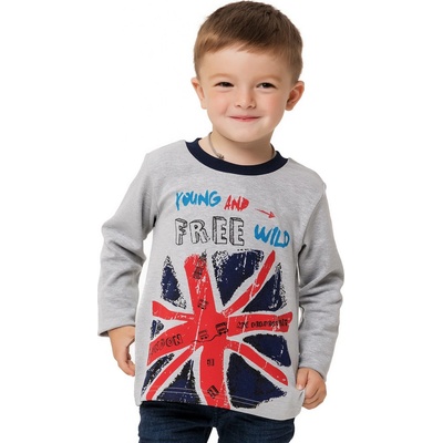 Winkiki Kids Wear chlapecké tričko s dlouhým rukávem Free Wild šedý melanž