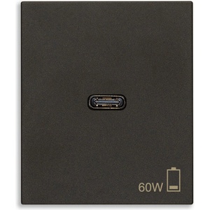 Vimar 30298.60G PD USB-C Контакт Linea 2M 60W, black, (30298.60G)