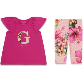 Guess Цикламена тениска с G за мини момиче с клин цветя Guess