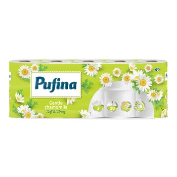 Pufina тоалетна хартия 10бр 3 пласта Лайка (5944570021629)