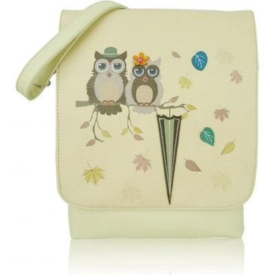 Kabelka Owl Love crossbody svetlá krémová