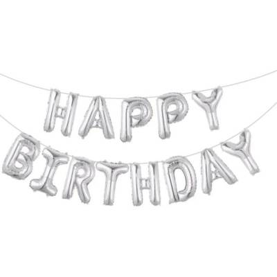 MFP s.r.o. balónky nafukovací fóliové HAPPY BIRTHDAY 40cm stříbrný