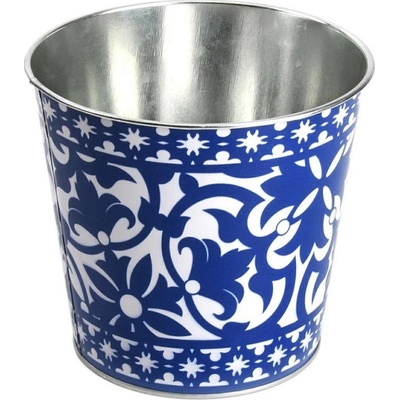 Esschert Design KOVOVÝ KVETINÁČ PORTUGUESE 16X15 CM MODRÁ/BIELA