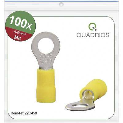 Quadrios 22C458 guľaté káblové oko Prierez=6.0 mm² Ø otvoru=6.5 mm čiastočne izolované žltá 1 sada