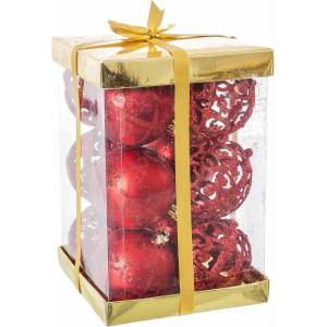 Rosanto Christmas Коледни топки Червен Пластмаса 6 x 6 x 6 cm (12 броя)