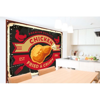 DIMEX ART Самозалепваща се флизелинова фототапета табела - пържено пиле 375 x 250 см