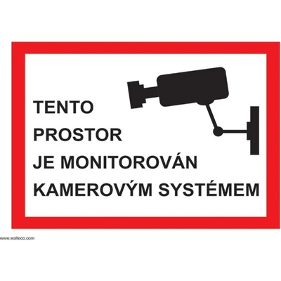 Walteco Tento prostor je monitorován 297x210mm, formát A4, plastová tabulka Množství: 1 ks , 20050