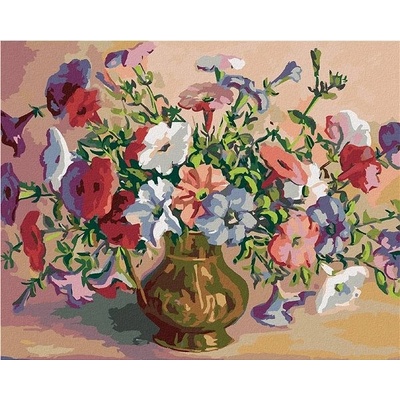 zuty Malování podle čísel Bohatá kytice ve zlaté váze 80 x 100 cm vypnuté plátno na rám