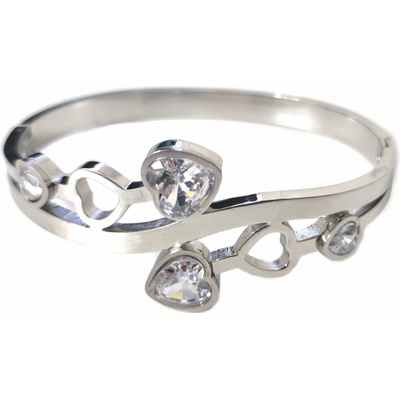 Stainles Steels náramek z chirurgické oceli SRDCE s KRYSTALY N30