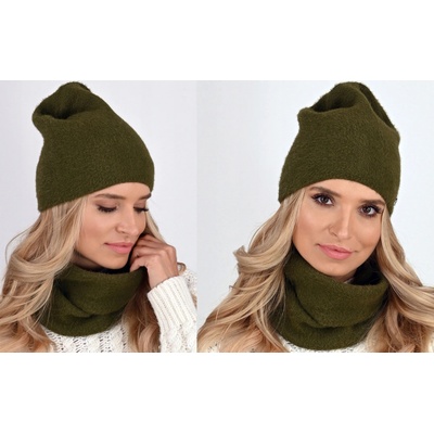 Fashionweek Exkluzivní alpakový zimní set čepice a šála ZIZI-AL1 Khaki