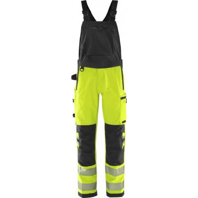 Fristads Green výstražné strečové nohavice na traky 1031 GSTP Výstražná žltá Čierna