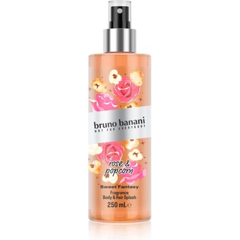 bruno banani Sweet Fantasy Rose & Popcorn парфюмиран спрей за тяло за тяло и коса за жени 250ml