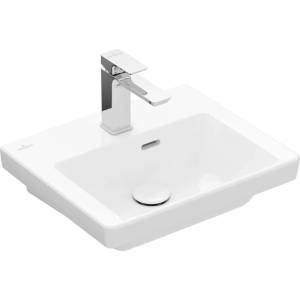 Villeroy & Boch Subway 3.0 - Умивалник 45x37 см, с преливник, отвор за смесител, CeramicPlus, алпийско бяло 437045R1 (437045R1)