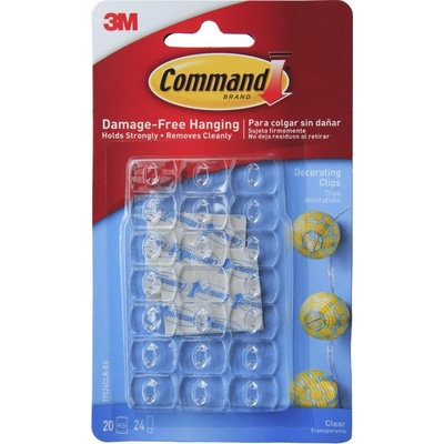 3M 17026CLR Command čiré dekorační háčky 20 háčků, 24 lepicích pásek, maximální zatížení 225 g, lze upevnit svisle i vodorovně