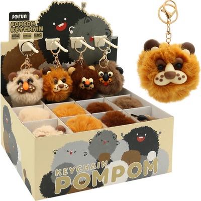 Prívesok na kľúče SOFUN PomPom Lion, plyšová rôzne farby