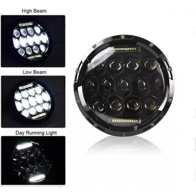 Přední světlo 7" LED potkávací, dálková, obrysová, denní světla 1ks motoLEDy 1067