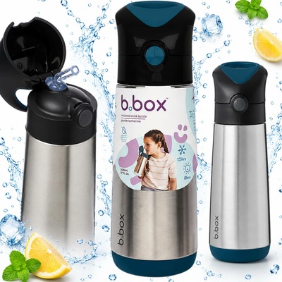 b.box Termoska na pití s brčkem šedá 500 ml