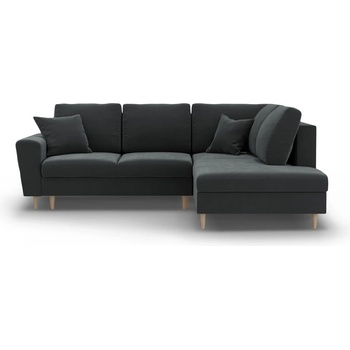 Cosmopolitan Design Тъмносив кадифен разтегателен ъглов диван с място за съхранение (десен ъгъл/L форма) Kyoto - Cosmopolitan Design (COS_RCF_L_2_F2_KYOTO9)