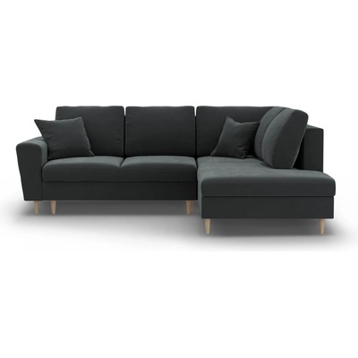 Cosmopolitan Design Тъмносив кадифен разтегателен ъглов диван с място за съхранение (десен ъгъл/L форма) Kyoto - Cosmopolitan Design (COS_RCF_L_2_F2_KYOTO9)