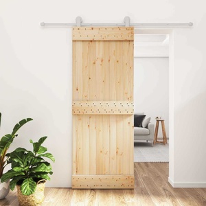 vidaXL Преплъзваща се врата 80 x 210 cm Естествено и бяло (3445027)