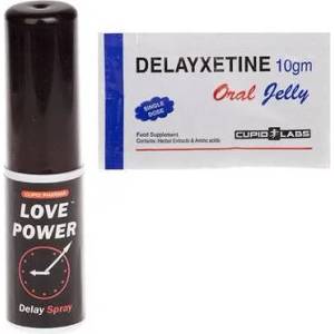 CUPID LABS Задържащ спрей Love Power + Желе за забавяне на еякулацията Delayxetine