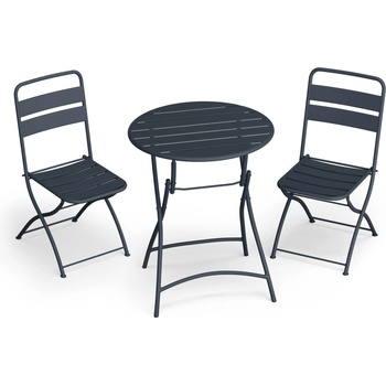 Blumfeldt Градински комплект RetroChic, 1 маса + 2 стола, 60 см, сгъваем, с покритие, устойчив на атмосферни влияния (GDM25-RetroChic Set) (GDM25-RetroChic Set)