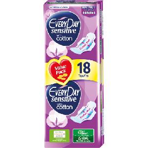 EVERYDAY Дамски превръзки Sensitive Maxi Night, 18 бр (3001105)